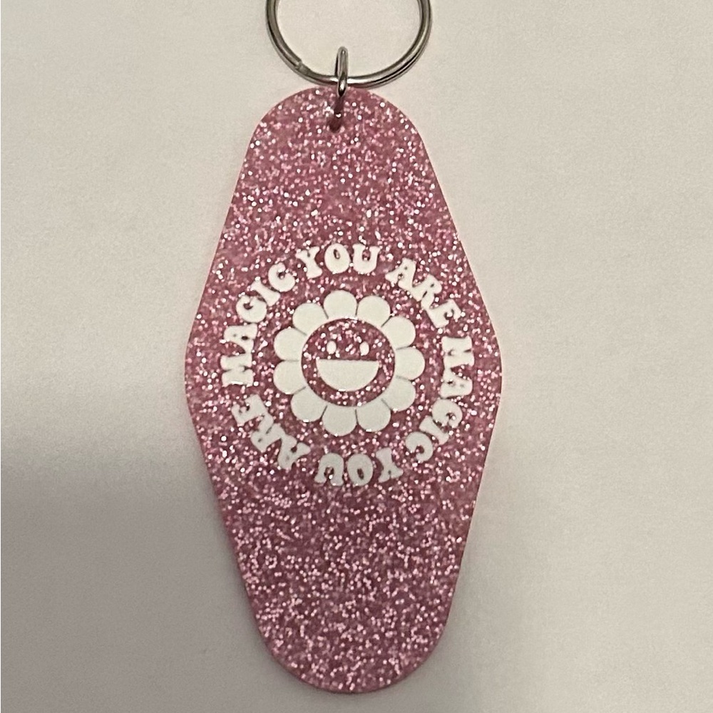 “You are magic” Pink Glitter Keychain